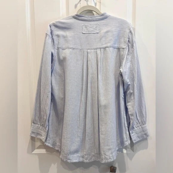 NEW Free People/We the Free Edge Washed Pin Striped Boho Style Shirt - Picture 6 of 6